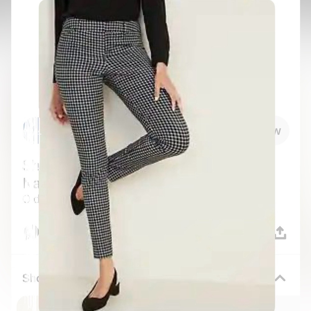 Old Navy High-Waisted Pixie Skinny Ankle Pants Black & White Grid NWT Size 4